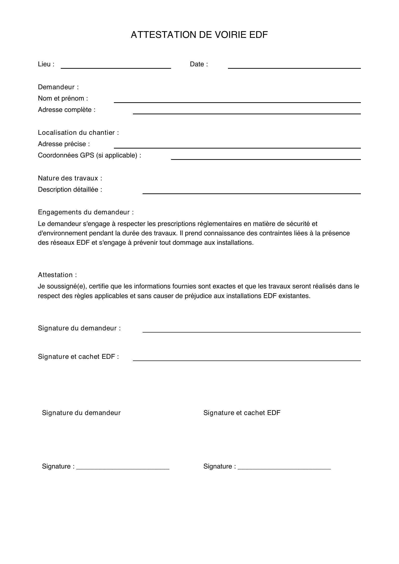 Attestation De Voirie Edf